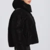 Giacca da sci oversize corta impermeabile in nero leopardato Giacca da sci oversize corta impermeabile in nero leopardato