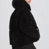 Giacca da sci oversize corta impermeabile in nero leopardato Giacca da sci oversize corta impermeabile in nero leopardato