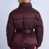 Giacca da sci oversize impermeabile con cintura in bordeaux Giacca da sci oversize impermeabile con cintura in bordeaux