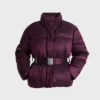 Giacca da sci oversize impermeabile con cintura in bordeaux Giacca da sci oversize impermeabile con cintura in bordeaux
