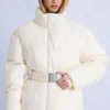 Giacca da sci oversize impermeabile con cintura in Ice Giacca da sci oversize impermeabile con cintura in Ice