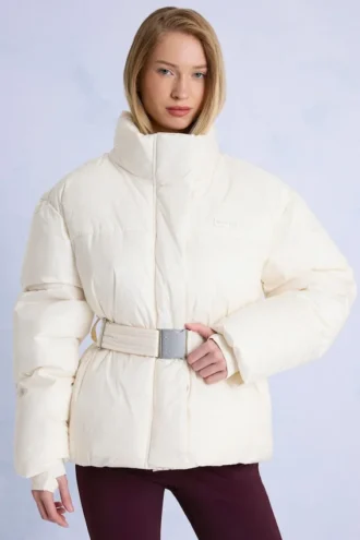 Giacca da sci oversize impermeabile con cintura in Ice Giacca da sci oversize impermeabile con cintura in Ice