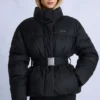 Giacca da sci oversize impermeabile con cintura in nero