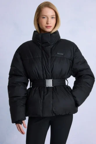 Giacca da sci oversize impermeabile con cintura in nero