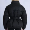 Giacca da sci oversize impermeabile con cintura in nero