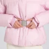 Giacca da sci oversize impermeabile con cintura in rosa cipria Giacca da sci oversize impermeabile con cintura in rosa cipria