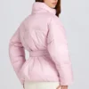 Giacca da sci oversize impermeabile con cintura in rosa cipria Giacca da sci oversize impermeabile con cintura in rosa cipria
