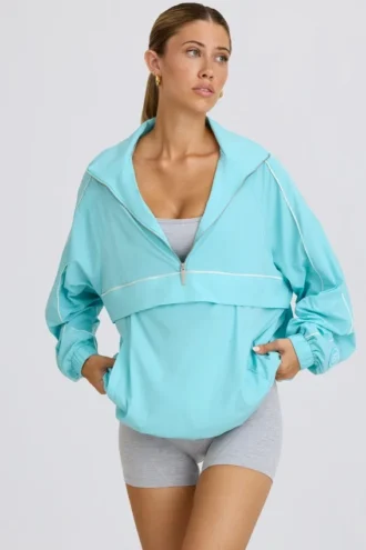 Giacca da tuta oversize in acquamarina