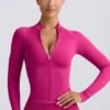 Giacca Define Luxe con zip in Berry