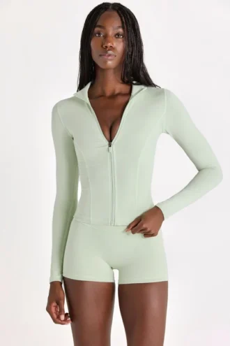 Giacca Soft Active con zip in grigio melange