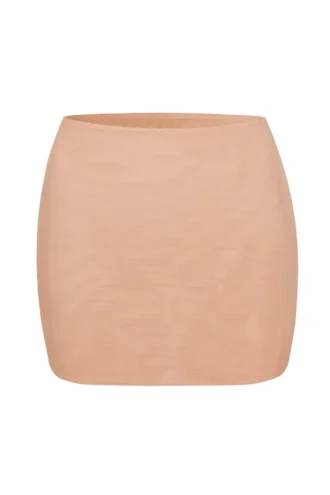 Gonna a slip micro mini a vita bassa in morbida rete Intimates color pesca caldo