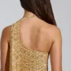 Gonna a trapezio a vita bassa con decorazioni Adhara in oro