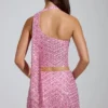 Gonna a trapezio a vita bassa con decorazioni Adhara in rosa