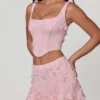 Gonna a trapezio con decorazioni Lorelei in rosa tenue Gonna a trapezio con decorazioni Lorelei in rosa tenue