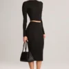 Gonna a tubino midi Aven in Modal a vita media, colore nero