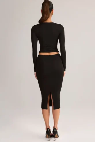Gonna a tubino midi Aven in Modal a vita media, colore nero