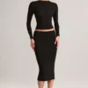 Gonna a tubino midi Aven in Modal a vita media, colore nero