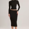 Gonna a tubino midi Aven in Modal a vita media, colore nero