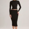 Gonna a tubino midi Aven in Modal a vita media, colore nero