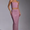 Top corto senza spalline decorato Odetta in rosa chiaro