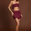 Gonna a vita media con frange Maristella in rosso vino Gonna a vita media con frange Maristella in rosso vino