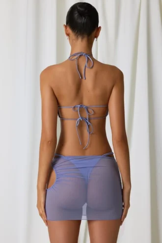 Gonna con coulisse e cut-out Lagoon in viola lavanda