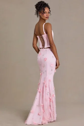 Gonna in tulle impreziosita Opaline Premium in rosa confetto