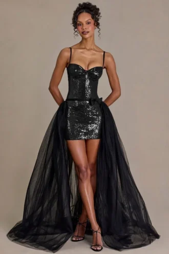 Gonna in tulle premium Odette in nero