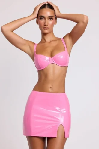 Gonna in vinile con spacco sulla coscia Nyx in rosa
