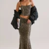 Gonna lunga a sirena a vita media in modal Avenley con stampa leopardata Gonna lunga a sirena a vita media in modal Avenley con stampa leopardata