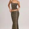 Gonna lunga a sirena a vita media in modal Avenley con stampa leopardata Gonna lunga a sirena a vita media in modal Avenley con stampa leopardata