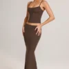 Gonna lunga a sirena Avenley in modal a vita media, color cioccolato Gonna lunga a sirena Avenley in modal a vita media, color cioccolato