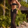 Gonna lunga a sirena con dettagli in metallo e arricciature Bacalar in nero Gonna lunga a sirena con dettagli in metallo e arricciature Bacalar in nero