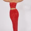 Gonna lunga a vita media con decorazioni Fausta in rosso fuoco Gonna lunga a vita media con decorazioni Fausta in rosso fuoco