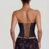 Gonna lunga a vita media con spacco sulla coscia e decorazioni Nevara in nero e viola