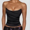Gonna lunga a vita media con spacco sulla coscia e decorazioni Nevara in nero e viola