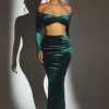 Gonna lunga a vita media in velluto Nixie in verde smeraldo Gonna lunga a vita media in velluto Nixie in verde smeraldo