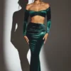Gonna lunga a vita media in velluto Nixie in verde smeraldo Gonna lunga a vita media in velluto Nixie in verde smeraldo