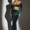 Gonna lunga a vita media in velluto Nixie in verde smeraldo Gonna lunga a vita media in velluto Nixie in verde smeraldo