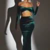 Gonna lunga a vita media in velluto Nixie in verde smeraldo Gonna lunga a vita media in velluto Nixie in verde smeraldo