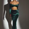 Gonna lunga a vita media in velluto Nixie in verde smeraldo Gonna lunga a vita media in velluto Nixie in verde smeraldo
