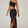 Gonna lunga asimmetrica con arricciature Ishaana in nero Gonna lunga asimmetrica con arricciature Ishaana in nero