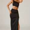 Gonna lunga asimmetrica con arricciature Ishaana in nero Gonna lunga asimmetrica con arricciature Ishaana in nero