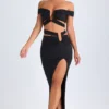 Gonna lunga asimmetrica con cut-out Urara in nero Gonna lunga asimmetrica con cut-out Urara in nero