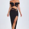 Gonna lunga asimmetrica con cut-out Urara in nero Gonna lunga asimmetrica con cut-out Urara in nero