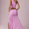 Gonna lunga asimmetrica con ruches Romy in rosa orchidea Gonna lunga asimmetrica con ruches Romy in rosa orchidea