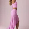 Gonna lunga asimmetrica con ruches Romy in rosa orchidea Gonna lunga asimmetrica con ruches Romy in rosa orchidea