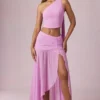 Gonna lunga asimmetrica con ruches Romy in rosa orchidea Gonna lunga asimmetrica con ruches Romy in rosa orchidea