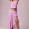 Gonna lunga asimmetrica con ruches Romy in rosa orchidea Gonna lunga asimmetrica con ruches Romy in rosa orchidea