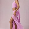 Gonna lunga asimmetrica con ruches Romy in rosa orchidea Gonna lunga asimmetrica con ruches Romy in rosa orchidea